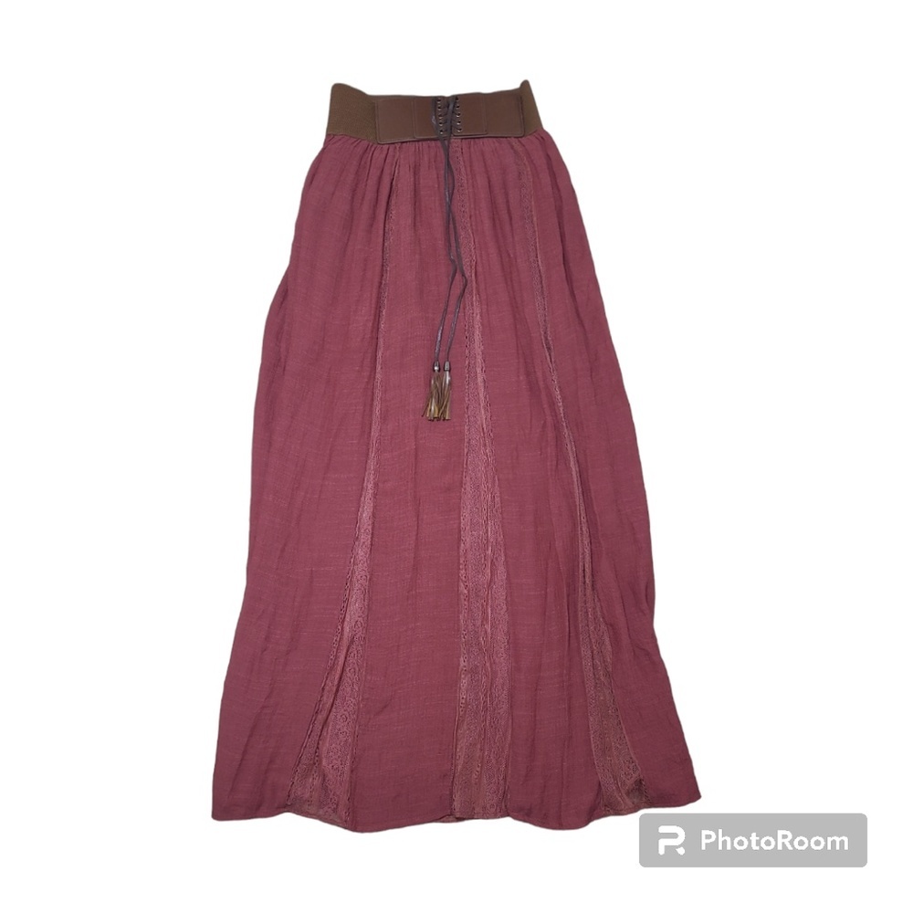 Altar'd State Boho Hippie Maxi Skirt w/ Brown Laced Corset Belt Size Small - Picture 13 of 13